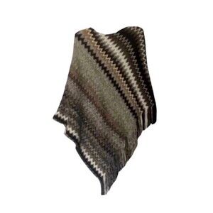 Life Is Beautiful Brand ZigZag Fringe Poncho One Size Flattering Slimming